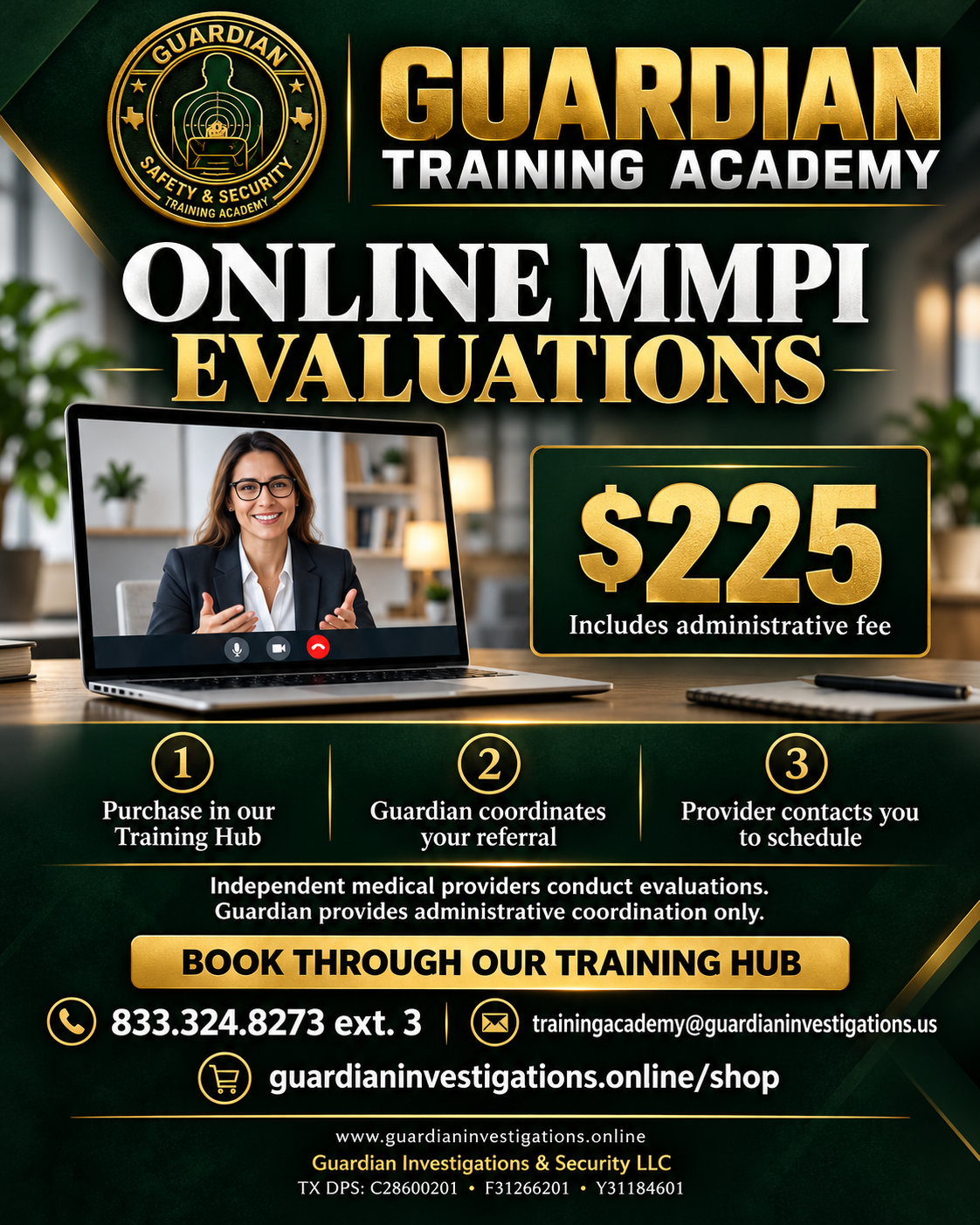 Online Psychological Evaluation / MMPI — Appointment Coordination